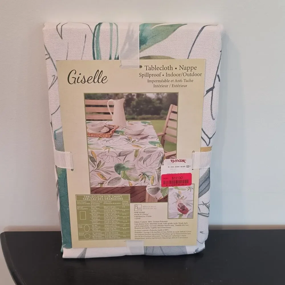 Benson Mills‎ Giselle Spillproof Round Tablecloth 70in Floral Nature Polyester